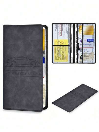 汽车登记和保险卡夹，车辆牌照文件手套箱隔层收纳袋，男女青少年适用汽车内饰配件