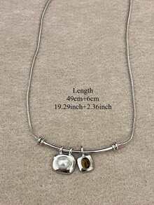 1PC French-Style Casual Asymmetrical Geometric Tiger's Eye-Inspired Pendant Necklace, Punk-Inspired Minimalist Women's Collar Necklace, Everyday Accessory - Pendant Necklace - View 9