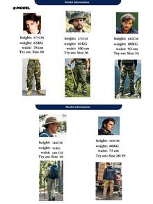 AKARMY Men's Casual Cargo Pants 850g Pants / 1 Pcs Pants / 100% Cotton Camo Pants Combat Work Pants With 8 Pockets(No Belt) - 黑色 - 查看 4