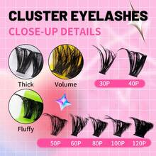 10簇/套 蓬松分段式单根假睫毛，自然逼真仿貂毛假睫毛，性感迷人 - D - 查看 3