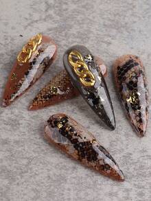 FULL BEAUTY 10片豹纹美甲转印贴纸，动物蛇斑马花卉箔纸美甲贴花配件 - 彩色 - 查看 8