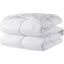 1 pieza Edredón acolchado a cuadros con relleno, manta de unicolor cómoda y cálida - Blanco - Ver 6