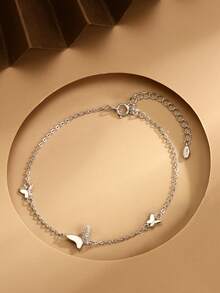 1 件 S925 纯银蝴蝶锆石手链，优雅的女士珠宝配饰，春夏季，送给母亲/女友的礼物 - 銀色 - 查看 3