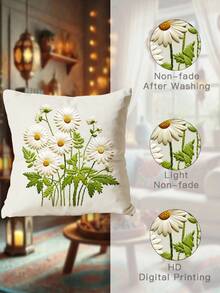 1 chiếc vỏ gối trang trí họa tiết hoa xanh cổ điển - Thiết kế in một mặt giả thêu tinh tế, nhiều kích cỡ, vỏ gối trang trí nhà cửa, ghế sofa, hiên nhà, phòng ngủ và phòng khách (không bao gồm ruột gối), vỏ gối ngoài trời, chất liệu dệt trang trí nhà cửa thanh lịch, vỏ gối trang trí - không thêu - Nhiều màu - Xem 11
