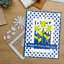 Creative Grids And Flowers Metal Cutting Dies, DIY Scrapbooking Album And Embossing Stencil, Greeting Card Making Tool, Card Paper Cutting Crafts ,Gift Card Making Template Die Cuts. - Silver - View 9