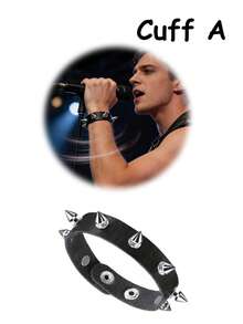 Xiacheng Brazalete de cuero de estilo gótico punk unisex con remaches, muñequera negra - Blanco y Negro - Ver 9