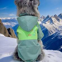 High-End Dog Jacket With Patchwork Pattern, Brand Name, Exportable For Teddy, Pomeranian, Schnauzer And Corgi Breeds. - 綠色小鳥衝鋒衣 - 查看 5