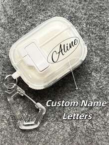 [Customized]Personalized Custom Cute Name Letter Customized Cover Compatible With Airpods 4 Pro 2 Pro 3 Simple Clear Transparent Cover Anti-Drop Lock Earphone Case