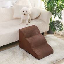 1pc Plush Warm Pet Stair Ramp, Elderly/Small Dog Assistance Ladder, Protect Every Step, Easy Up And Down, Love Lasts Longer. Sofa Bed Dog Steps, Washable Sponge Pet Stairs For Sofa, Bed, Teddy, Small Pets - Coffee Brown - View 7