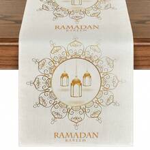 1/4/5/6/7pcs Crescent Moon, Star, Ramadan Lantern Decor Set, Linen Comfortable Texture, Ramadan Tablecloth, Ramadan Decoration Set, Eid Decoration Set, Ramadan Dining Table Decor, Crescent Moon Tablecloth, Eid Mubarak Tablecloth, Suitable For Ramadan, Eid Al-Fitr Party And Dining Decoration, Multiple Sizes - Multicolor - View 15