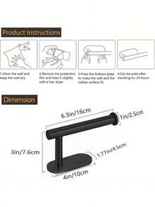 1pc No Drill Bathroom Toilet Paper Holder, Wall Mounted Tissue Paper Towel Rack, Bathroom Storage Shelf, Kitchen Paper Towel Holder - Multicolor - View 10