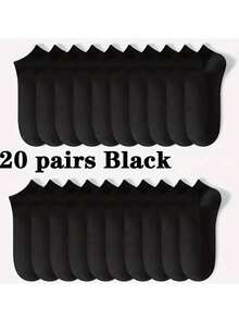 30 Pairs Solid Color Unisex Short Socks, Soft Lightweight Low-Cut Ankle Socks, Suitable For Men And Women, Women's Socks, Invisible Socks, Short Socks, White Socks, Grey Socks, Black Socks, Cute Socks, Girls' Socks, Suitable For Autumn, Winter, Spring, Summer, Mesh Breathable Design, Rail-Style Ventilation Hole Design, Moisture-Wicking 1/3/5/6/9/10/15/20 Pairs - Multicolor - View 8