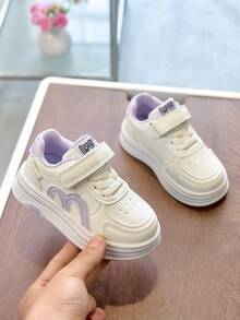 1双春秋季儿童软底防滑真皮运动鞋，轻便可爱，男女童均适用 - 紫色 - 查看 1