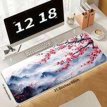 1pc Chinese Style Landscape And Plum Blossom Gaming Mouse Pad Large Mouse Pad For Keyboard And Mousepad Desk Mat With Non-Slip Base And Stitched Edge For Gaming And Office Computer Mat Protector Mat, Perfect For Gift - Multicolor - View 10