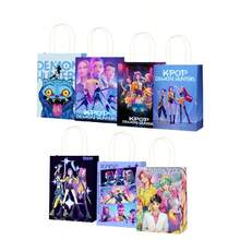 7个装 K-Pop & SajaBoys 可爱卡通生日礼物手提袋，创意贺卡礼品袋，购物袋，收纳袋，带提手的纸质糖果袋，主题生日庆祝和礼品袋，公主主题派对礼品袋，适用于圣诞节、万圣节、感恩节、新年、情人节、复活节、母亲节 - 彩色 - 查看 16