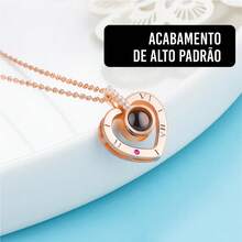Colar Feminino Eu Te Amo em 100 Idiomas Romântico Criativo e Delicado Presente - Rose - Visão 3