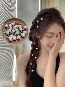 10 Stück Kunstperlen Haarclips, zierlich & elegant Seiteclips, Haraccessoires für Frauen, Klemmclips, Haarspangen, Haarbarrettes, Kopfschmuck - Verschiedenfarbig - Übersicht 1