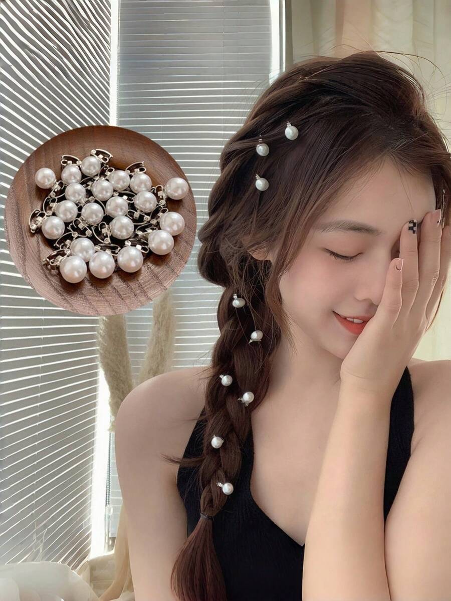 10 Stück Kunstperlen Haarclips, zierlich & elegant Seiteclips, Haraccessoires für Frauen, Klemmclips, Haarspangen, Haarbarrettes, Kopfschmuck - Verschiedenfarbig - Übersicht 1