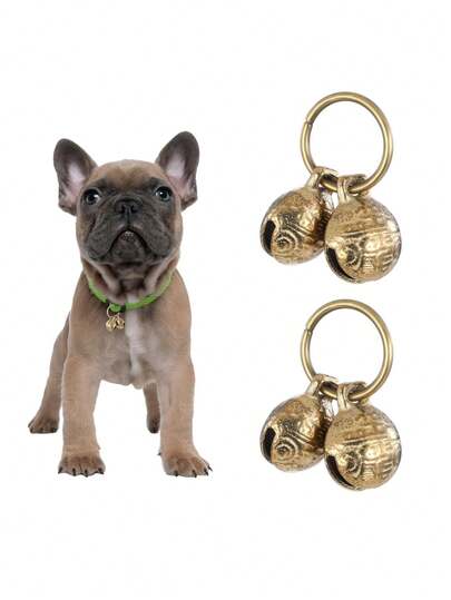 Brass Dog Collar Bells, 2 Brass Dog Bells, Extra Loud Collar Bells For Pet Tracking And Anti-Lost Training, Pet Accessory Charms, Anti-Theft Bells Suitable For Small Dogs And Cats