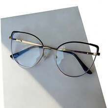 1 Pair Unisex Stainless Steel Cat Eye Spring Foot Pad Casual Eyeglasses, Light, Versatile For All Seasons - A - View 4