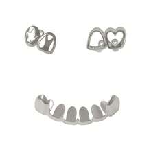 1 Set Hollow Star & Heart Zirconia Embedded Fang Tooth Jewelry, Unisex Daily, Nightclub, Party Accessory Tooth Grills