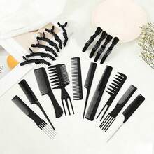Juego de 20 peines profesionales para peluquería, que incluye peines para peinado y pinzas para el cabello, adecuado para uso en salones y en el hogar - Negro - Ver 9