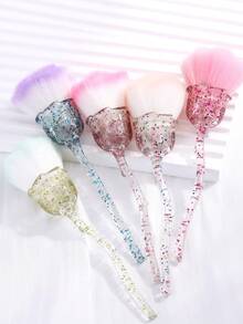1pc Flower-Shaped Nail Dust Cleaning Brush With Acrylic Crystal Handle - Soft, Fluffy Gradient Bristles Remove Nail Dust Or Can Be Used As A Makeup Brush Tool - Suitable For Home Salon And Professional Nail Tool Use. Nail Supplies - Multicolor - View 2