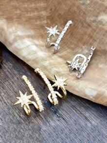 1 Pair Elegant High-Quality Pearl Starburst 925 Sterling Silver Stud Earrings, Fashionable Everyday Wear Cubic Zirconia Jewelry Gift For Women - Earrings - View 2