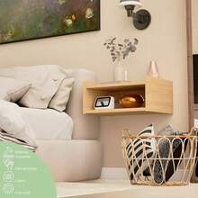 2 Buró Repisa Flotante Minimalista Moderno Acabado Mate Color Blanco - Roble de Mérida - Ver 5