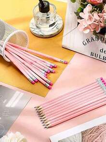 粉色婚礼HB铅笔套装，纯石墨铅笔，木质笔杆，带橡皮擦。适用于学校用品、绘画、素描、新娘送礼会、婴儿送礼会、美术用品和办公用品。开学季必备。 - 淺粉色 - 查看 7