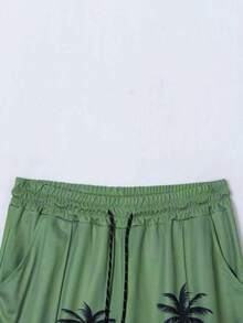 Ensemble 2 pièces pour hommes, printemps/été, couleurs vives : polo à manches courtes imprimé 3D + shorts, tenues confortables - Vert - Voir 5