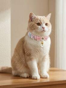 PETSIN Vòng cổ mèo tháo rời, Vòng cổ mèo có mặt dây chuyền ngọc trai Khóa tháo lắp nhanh Nơ hồng Vòng cổ mèo con có thể điều chỉnh bằng hạt polyester màu trắng Khóa mèo có thể điều chỉnh với trang trí hoa Vòng cổ mèo Vòng cổ cho thú cưng Vòng cổ cho chó phù hợp cho mèo và chó cưng thời trang - Màu Hồng baby - Xem 2