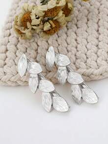2pcs Metal Textured Leaf Clamp Minimalist Versatile Side Hair Accessories, Zinc Alloy, Claw Clips, Hair Slide, Hair Barrettes, Head Accessories, Hairpin,Summer,Holiday,Travel,Hair Clip,Party - Multicolor - View 2