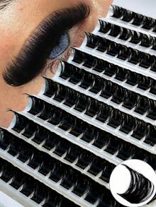 10 Trays/120pcs Densely Packed Eyelash Clusters, 160D Lash Box Capacity, Curled Cluster Lashes For Extension, Dramatic Lashes, 10-18mm Dense Lash Clusters, Suitable For Beginners, Creates Full, Curled, Alluring Lashes - Black - View 8