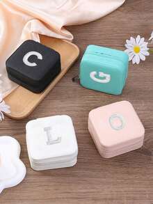 1pc Portable PU Leather Multi-Compartment Jewelry Storage Box, Jewelry Organizer Box With Zipper For Earrings Necklaces Rings, Suitable For Home Travel Packing, Gift Box, Travel Jewelry Box - Multicolor - View 3