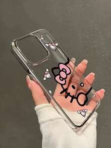Sanrio Cute Cat Heart Design Phone Case Compatible With IPhone 15 Pro Max, 17/14 New Models, 13, 12, Transparent Electroplated High-End Protective Cover - Clear - View 4