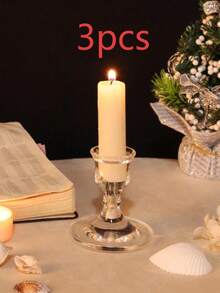 1个/3个/12个装欧式亚克力烛台，餐桌烛杯，婚礼装饰，烛光晚餐，时尚亚克力蜡烛配件，家居装饰，圣诞装饰，房间装饰，圣诞礼物
