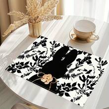 1/4/6 piezas, Manteles individuales con diseño de hojas y lazos para Pascua, Manteles de mesa de comedor para uso en exteriores, reuniones en el hogar, decoración de cocina y comedor - Multicolor - Ver 4