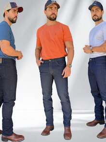 Kit 3 calças básicas com elastano, Conforto para Dia a Dia e Trabalho, 36 AO 54 Unglis jeans - Azul - Visão 8