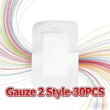 纱布（2种款式）- 30片装 - 无纺布底纱布垫 - 柔软透气，适用于紧急敷料，亲肤，易于移除，不粘皮肤黏液 - 彩色 - 查看 1
