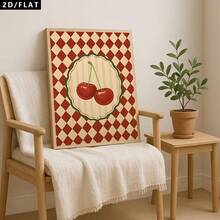 1pc Cherry-Themed Decorative Paintings, Vintage Minimalist Style Art Posters, Canvas Prints, Wall Arts Reproductions And Images, Suitable For Bedroom, Living Room, Kitchen, Study, Office, Restaurant, Hotel, Bar Wall Decor, Home Decor(No Frame/Framed) - Multicolor - View 5