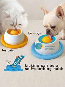 PETSIN Blue & White Interactive Slow Feeder Bowl, Promotes Dental Health & Mental Stimulation, Durable Plastic Material, Pet Licking Mat, Pet Treat Time, Fun Pet Design, Smooth Surface - Multicolor - View 3