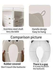 PP Baby Toilet Seat Cushion, Children's Folding Toilet Seat, Gaps Won't Pinch Bottom Portable Toilet Training Suitable For Toilets In Homes/Hotels, Etc. - White - View 4