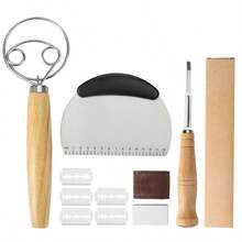 1pc/2pcs/3pcs/4pcs Baking Tool Set, Bread Making Tool Set, Wooden Handle Duster, Scraper, Flour Cutter - Multicolor - View 13