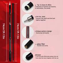 Professional Grade Fiberglass Billiard Cue - 12.5mm Multi-Layer Tip, 304 Stainless Steel Joint, Anti-Bending Technology (Advanced Coating), Designed For Competitive Players, Great Gift For Christmas, Father's Day, Valentine's Day - Durable And Precise Billiard Equipment - 386-1 Monster Red + Joint Protector - View 3