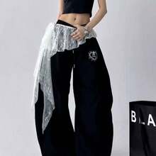 1pc Lace Trim Thong Panty Garter Skirt, Tie-Up Waist Skirt For Dance - Multicolor - View 3