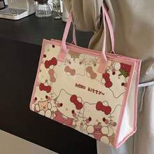 SANRIO Sac à bandoulière de haute qualité motif chat, sac fourre-tout en canevas grande capacité pour étudiant, sac à main de navetteur, sac organisateur essentiel pour l'extérieur pour femmes - Multicolore - Voir 12