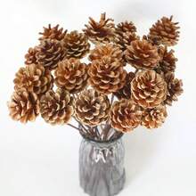 10pcs Artificial Pine Cones With Stems, Brown Pinecone Filler Flowers, Fake Plants For Home, Wedding, Fall Party, Living Room Decor, Thanksgiving DIY Christmas Wreath, Christmas Decoration, Winter Artificial Decor, Boho Style Decor, Outdoor Garden Table Decor, Women/Girls Home Decor Gift - Brown - View 9