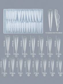 150Pcs Butterfly False Nail Forms - Reusable Clear Nail Tips Extension Forms For Acrylic Gel Nails, No Paper Forms Quick Application Nail Stencils, 6 Sizes Salon Professional Nail Art Supplies - Clear - View 4