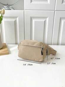 Solid Color Nylon Fabric Versatile Minimalist Waist Bag, Running Sports Chest Bag, Multi-Functional Crossbody Chest Pack, Fashionable Women Mini Chest Bag, Phone Pouch, Coin Purse, Business Style, Travel, Sports - Khaki - View 5